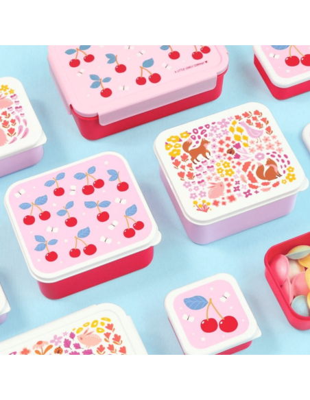 Set de 4 boîtes à goûter rose cerise - A Little Lovely Company