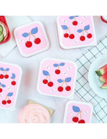 Set de 4 boîtes à goûter rose cerise - A Little Lovely Company