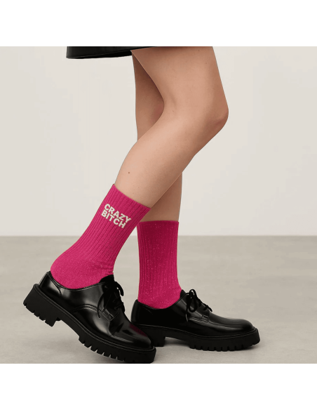 Chaussettes à paillettes Crazy Bitch