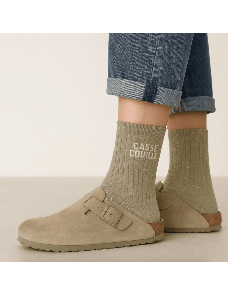 Chaussettes à paillettes Casse-couille beige