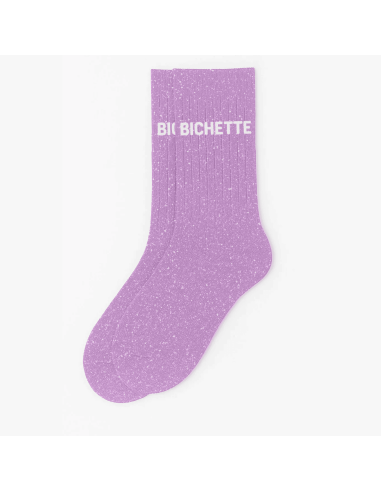 Chaussettes à paillettes Bichette (mauve)