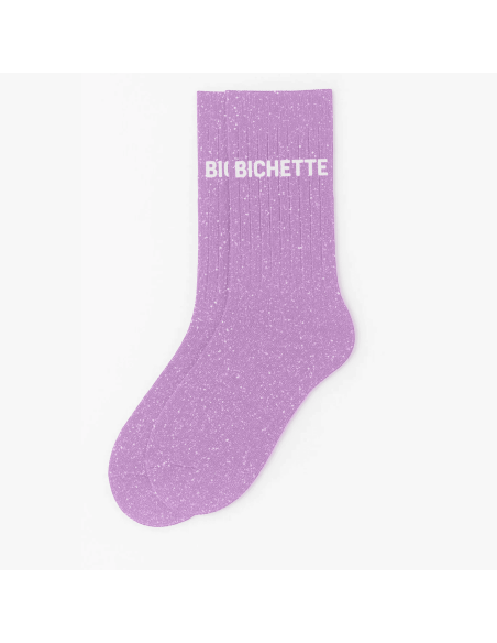 Chaussettes à paillettes Bichette (mauve)