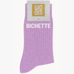 Chaussettes à paillettes Bichette (mauve)