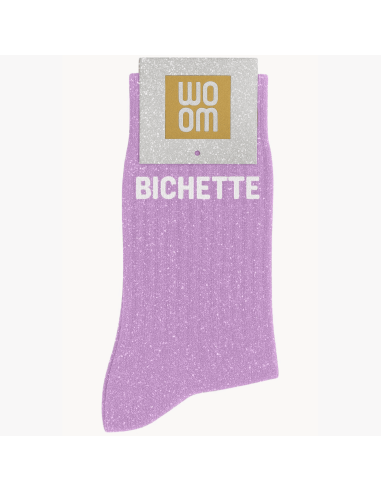 Chaussettes à paillettes Bichette (mauve)