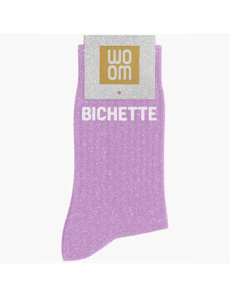 Chaussettes à paillettes Bichette (mauve)