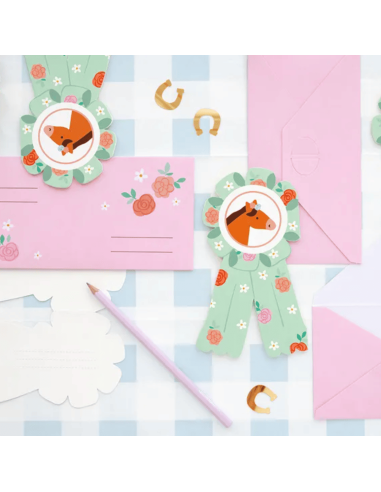 Set de 6 invitations Cheval - Party Deco