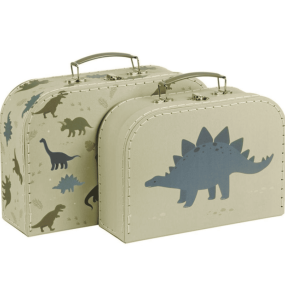 Valise en carton Dinosaures Kaki - A little lovely company