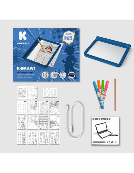 Tablette lumineuse Kidydraw-pro bleue Manga - Kidywolf