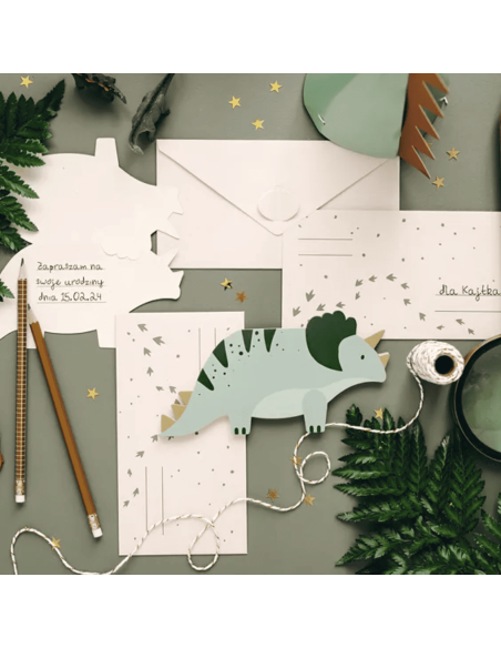 Set de 6 invitations Dinosaures - Party Deco