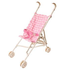Poussette vichy rose & blanc
