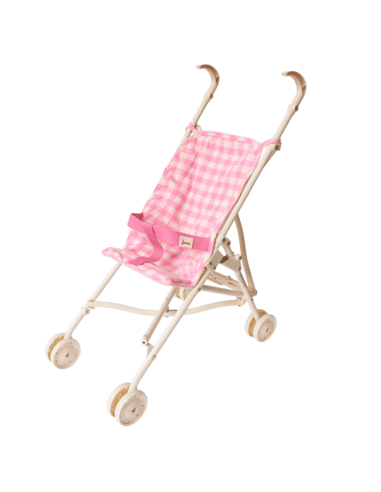 Poussette vichy rose & blanc