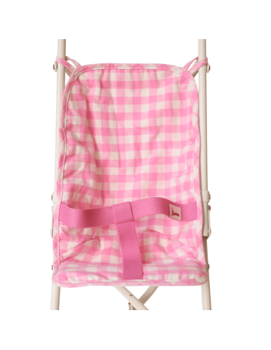 Poussette vichy rose & blanc