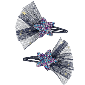 Barrettes étoiles filantes bleu marine 2