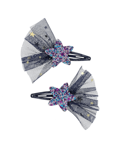 Barrettes étoiles filantes bleu marine