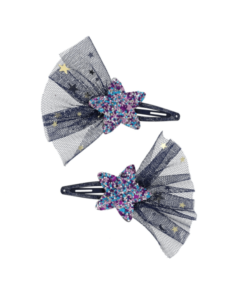 Barrettes étoiles filantes bleu marine