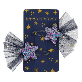 Barrettes étoiles filantes bleu marine