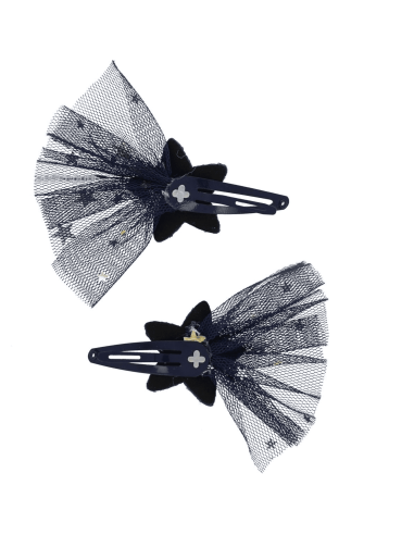 Barrettes étoiles filantes bleu marine
