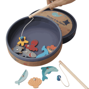 Pêche à la ligne magnétique en bois 2