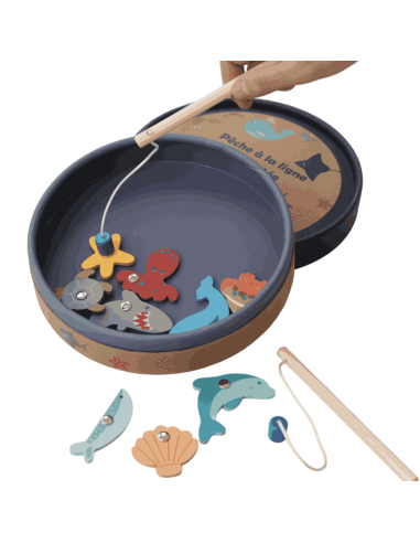 Pêche à la ligne magnétique en bois