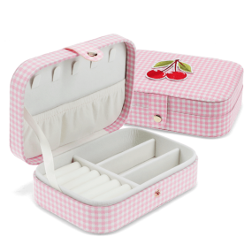 Boîte à bijoux vichy rose cerise - Rex London