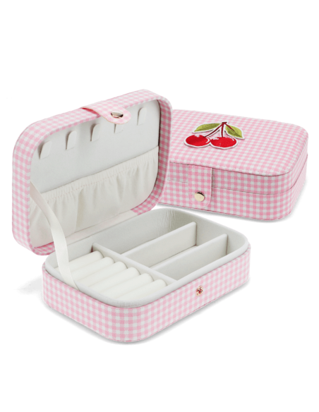 Boîte à bijoux vichy rose cerise - Rex London