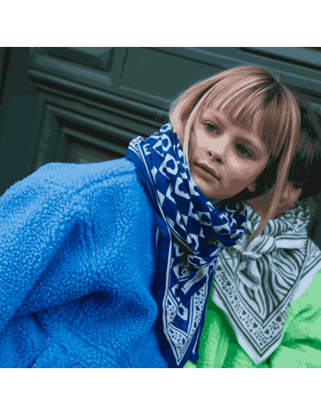 Foulard Damier bleu - Maison Augustin