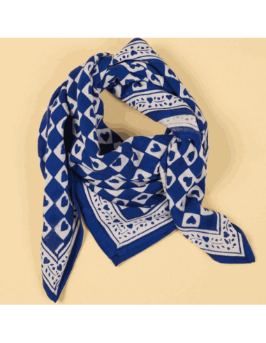 Foulard Damier bleu - Maison Augustin