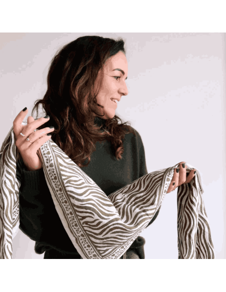 Foulard Zèbre kaki - Maison Augustin