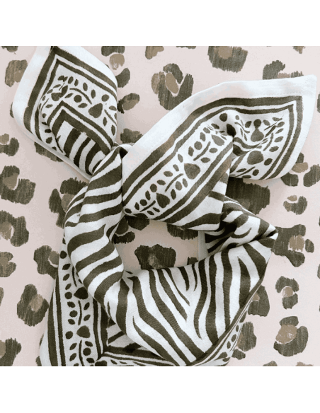 Foulard Zèbre kaki - Maison Augustin