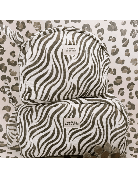 Trousse maquillage Zebre kaki - Maison Augustin