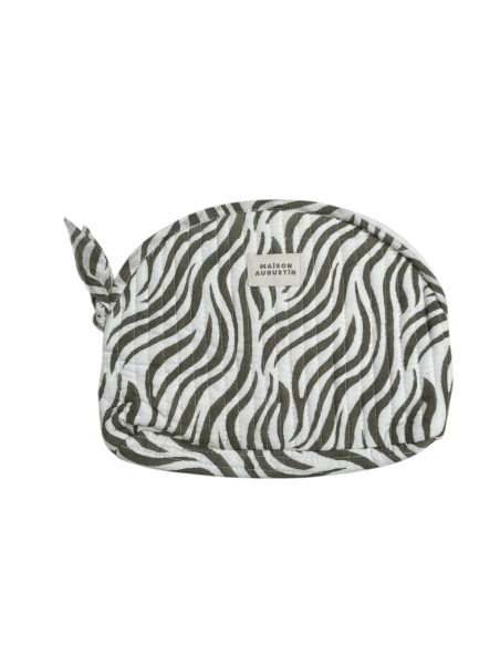 Trousse maquillage Zebre kaki - Maison Augustin