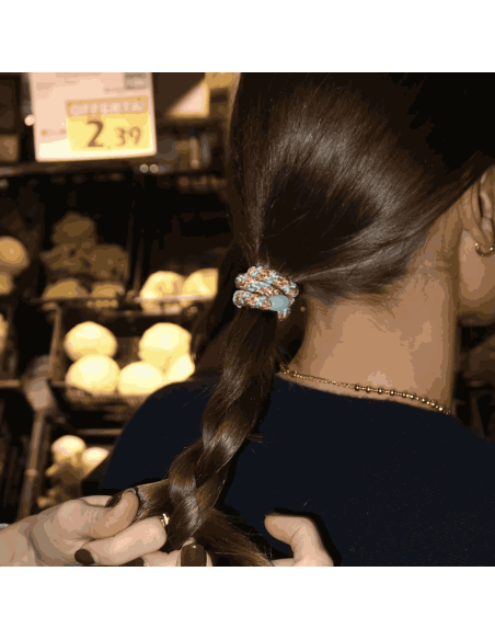 Elastique Mix Turquoise Coral Glitter - Kknekki