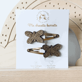 Duo de barrettes papillons dorés - Les Petites Hirondelles