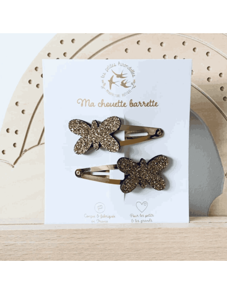 Duo de barrettes papillons dorés - Les Petites Hirondelles