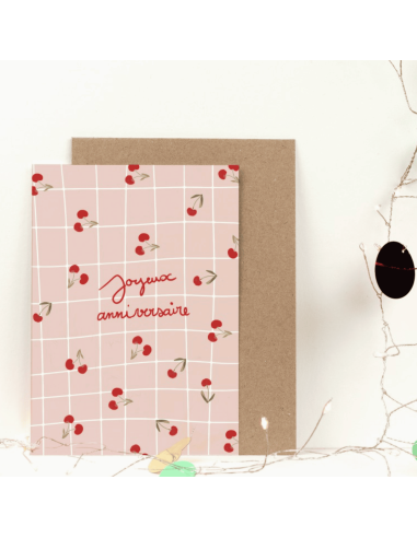 Carte double  Joyeux Anniversaire Cerise - My...