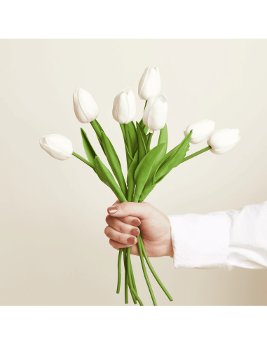 Bouquet de 7 tulipes blanches - Rico Design