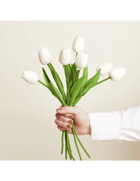 Bouquet de 7 tulipes blanches - Rico Design