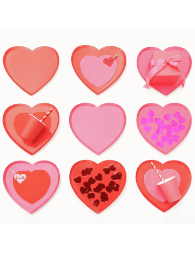 8 assiettes en carton coeur - Rico Design
