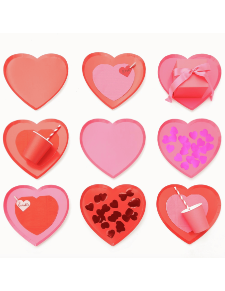 8 assiettes en carton coeur - Rico Design
