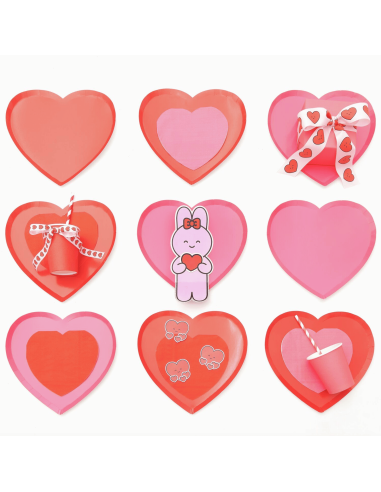 8 assiettes en carton coeur - Rico Design