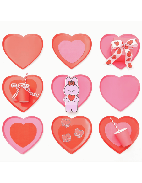 8 assiettes en carton coeur - Rico Design