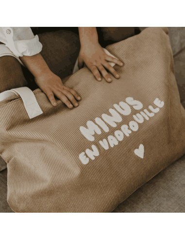 Sac cabas XL velours beige - Zakuw