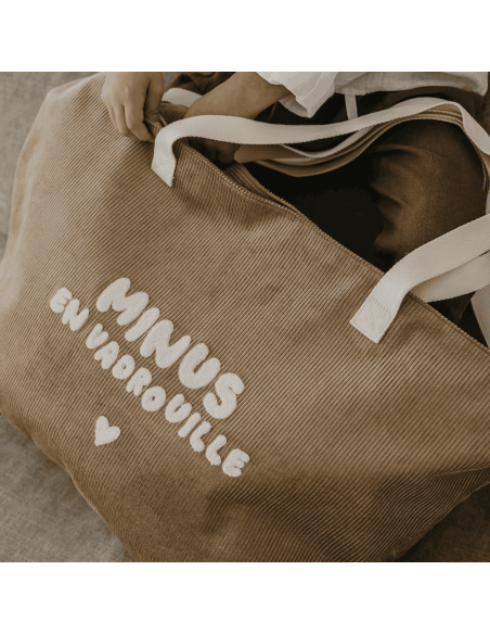 Sac cabas XL velours beige - Zakuw