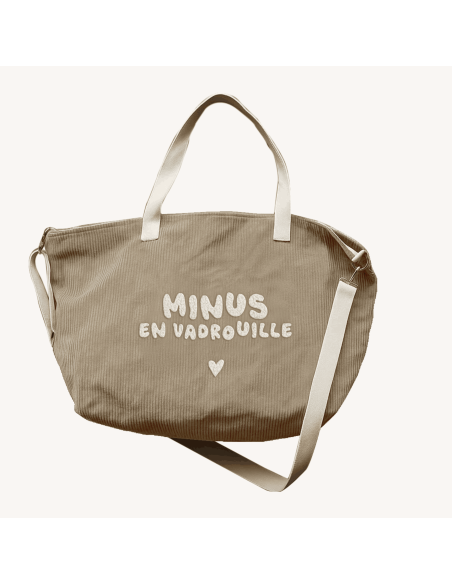 Sac cabas XL velours beige - Zakuw