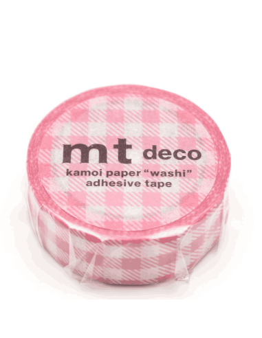 Masking tape petits carrés roses et blancs