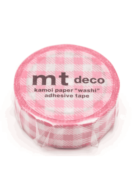 Masking tape petits carrés roses et blancs