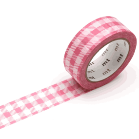 Masking tape petits carrés roses et blancs