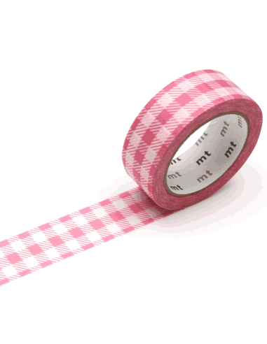 Masking tape petits carrés roses et blancs