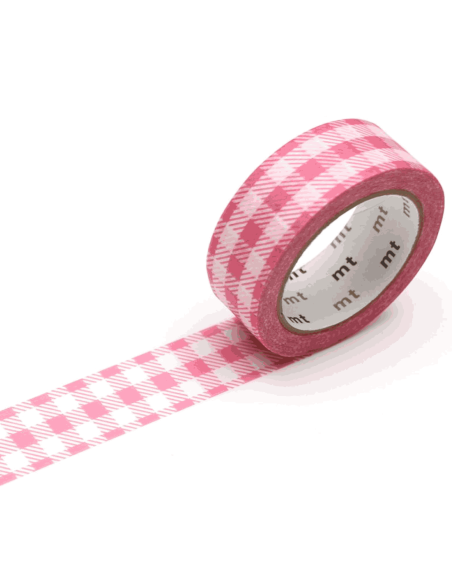 Masking tape petits carrés roses et blancs