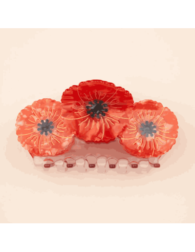 Grande pince à cheveux 3 coquelicots - Coucou...